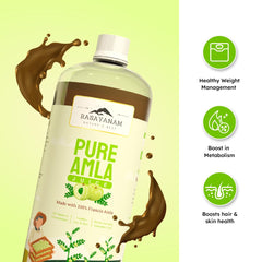 Rasayanam Pure Amla Juice Healthy Hair & Skin Immunity Booster Vitamin C Natural & 100% Pure, Made With Cold Pressed Francis Amla | 750ml 1.6lbs
