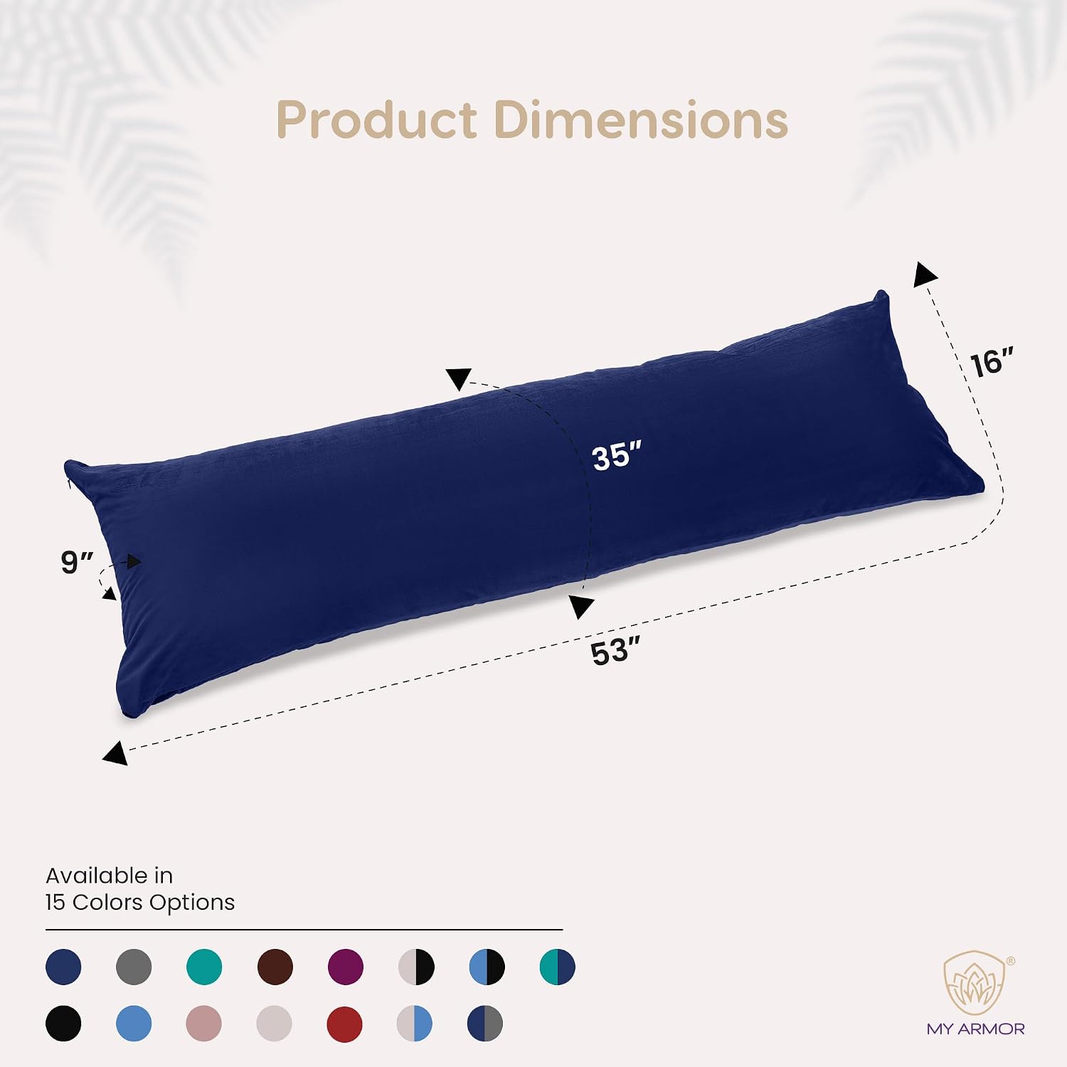 Microfiber Body Side Pillow For Sleeping For Pregnancy, Grey & Navy Blue - 53 X 16 Inches | Long Cuddle Pillow For Hugging, Relaxing, Washable, Premium Velvet Outer Cover, Adjustable Pillow