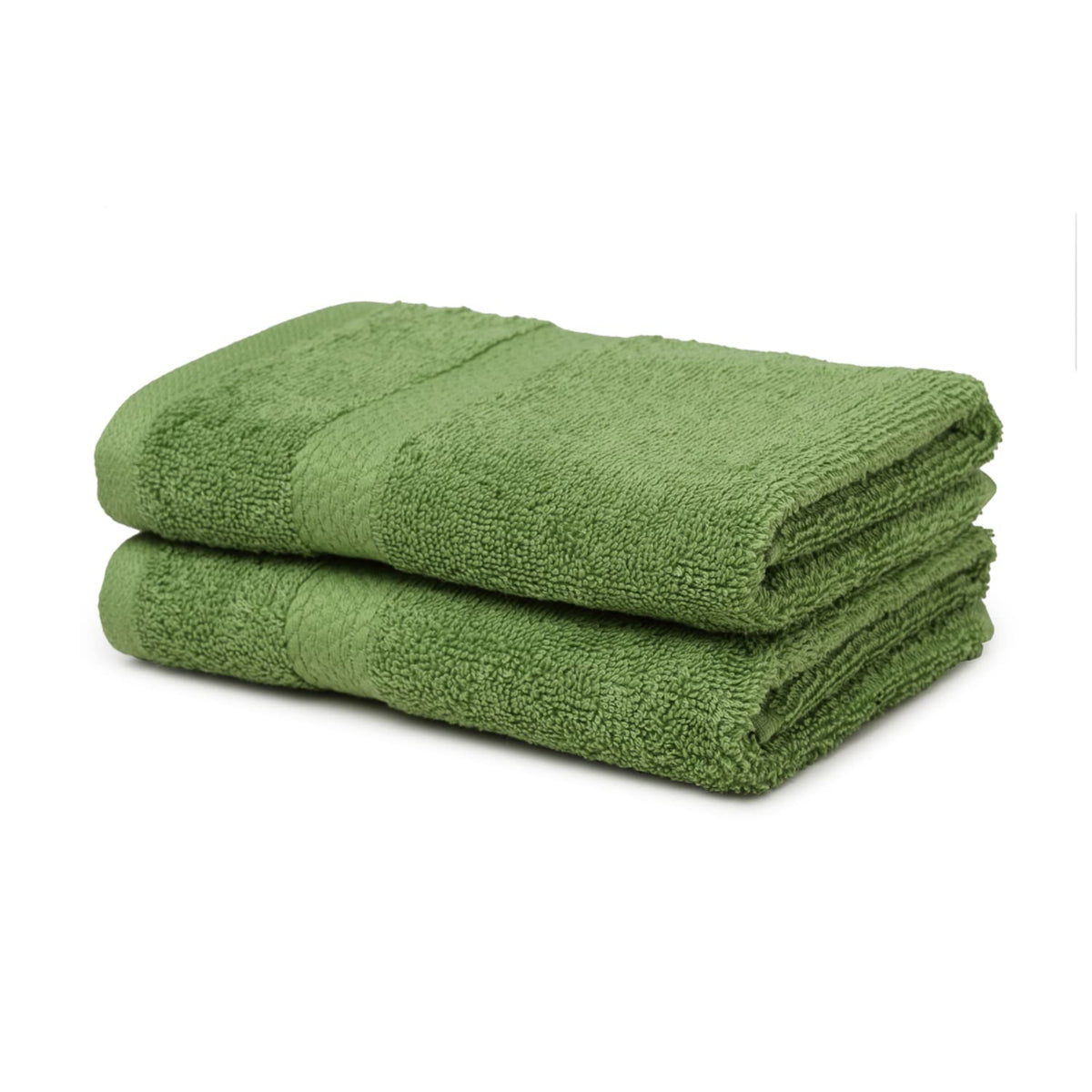 Spaces 100% Cotton Hand Towel 400 Gsm | High Absorbency Easy Care Soft Feel (Green) - 2 Pcs