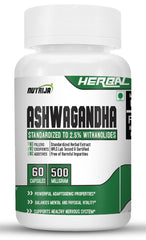 Nutrija Ashwagandha 500mg, Balances Mental & Physical Vitality, Supports Healthy Nervous System | 60 Capsules 100gm 0.2lbs