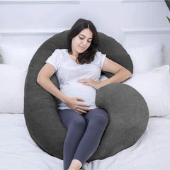 C Shaped Pillow, Pregnancy Pillow For Pregnant Women, Maternity Pillow, Grey Color | Pregnancy Gifts For Women, Maternity Soft Pillows For Pregnancy Sleeping, Washable Velvet Cover