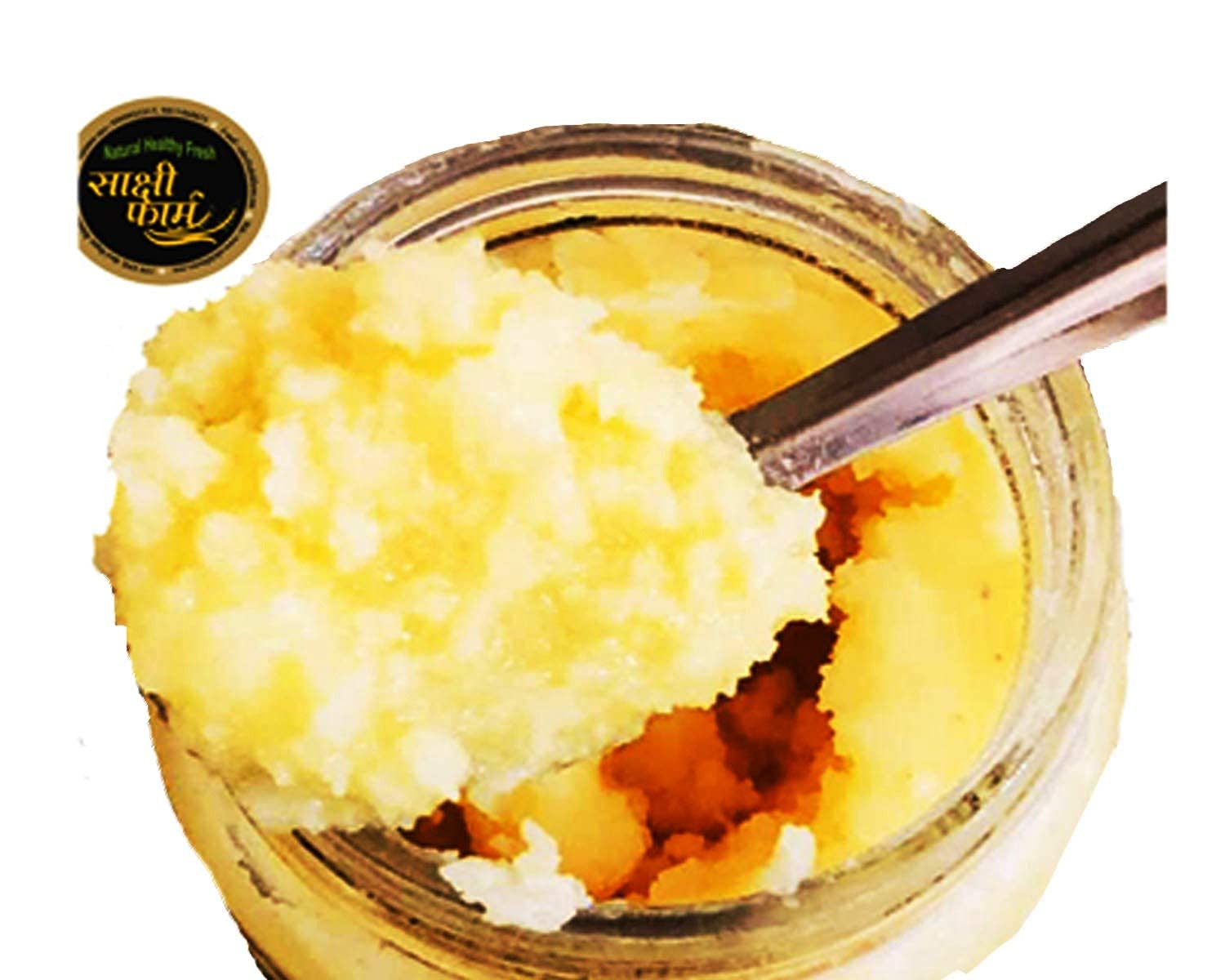 Natural Organic Cultured Desi A2 Ghee By Sakshi Farms | Rich In Vitamin A, D & K Healthy Vedic Bilona Method Pure Desi Ghee | (250ml) 8.4 Ounce | Jar Pack