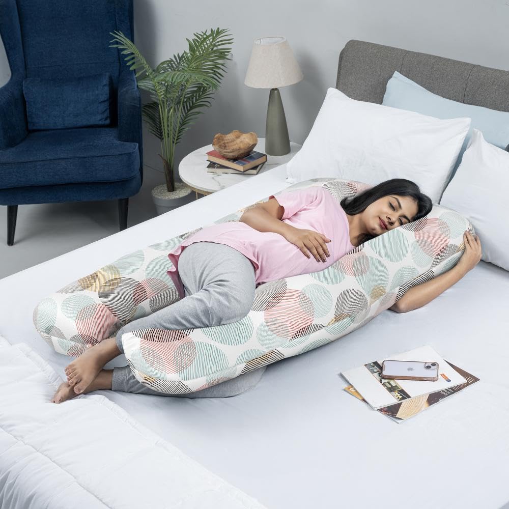 Pregnancy Pillow, U Shaped Pillow, Maternity Pillow For Sleeping - Moonshine | 100% Cotton Pillow For Pregnant Mothers With Breathable & No Heat Fabric - Full Body Support For Better Sleep