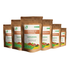 Gopaldhara Darjeeling Royal Series Tea Sample Pouches - Pack Of 6 Teas X 10gm, 0.35 Ounce Each | First Flush+ White Tea+ Second Flush+ Green Tea Chai Patti - Low Caffeine Loose Leaves