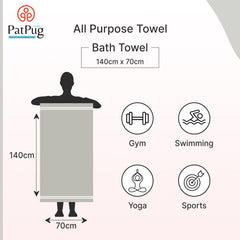 Patpug Coral Microfiber Ultrasoft Comfortable Highly Absorbent Quick Drying Large Bath Towel 700 Gsm (Blue & Grey)- Pack Of 2