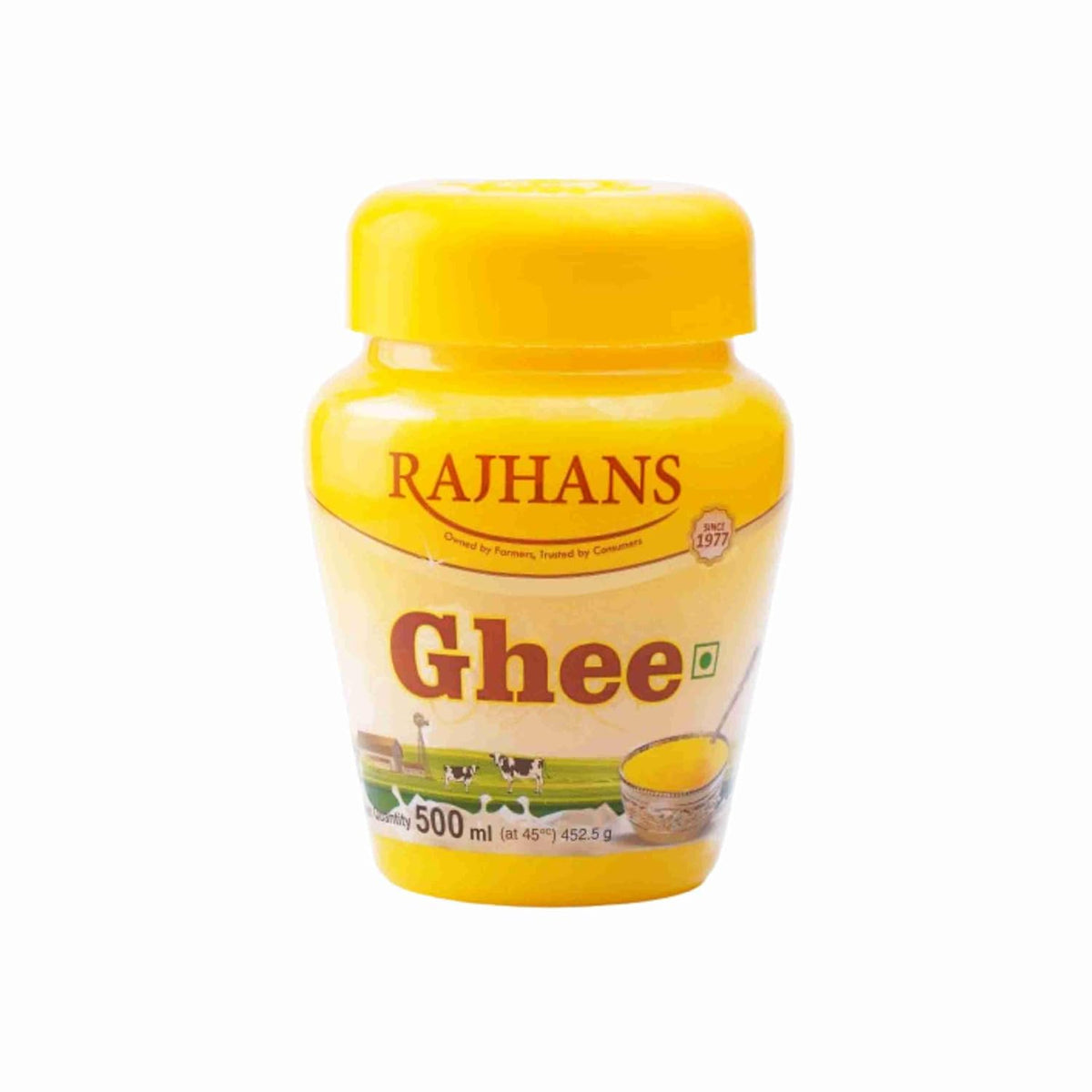 Pure Premium Cow Ghee By Rajhans | High In Protein Fiber Healthy & Nutrients Desi Ghee Perfect For Boost Energy | (500ml) 16.9 Ounce | Jar Pack