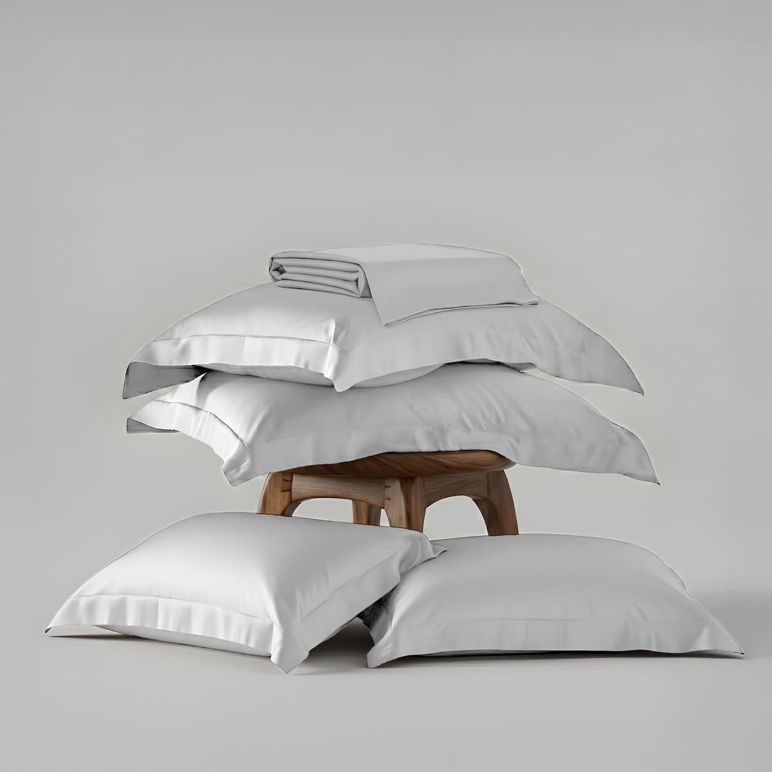 1 Flat Bedsheet King Size With 4 Pillow Cover - 108 X 108 Inches, White | Wedding, Bedroom, Date Night Collection | 300 Thread Count