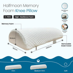 Orthopedic Memory Foam Pillow Cushion For Side Sleepers, For Under Knee Pain Relief, White | Multipurpose Semi Roll Bolster Pillow For Legs, Neck, Knee, Lower Back Support, Washable Cover