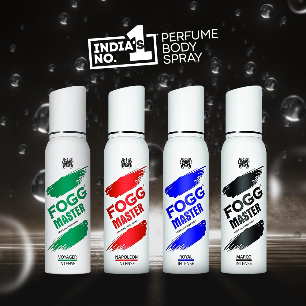 Fogg Master Voyager Intense No Gas Deodorant For Men | Long Lasting Perfume Body Spray 120 Ml 4 Fl.oz. Each Pack Of 3