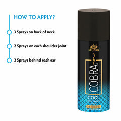 St.john Cobra Live, Cool Deodorant Spray 300ml 10.1 Fl.oz. & Cobra Eau De Perfume 15ml 0.5 Fl.oz. | Pack Of 3 For Men & Women