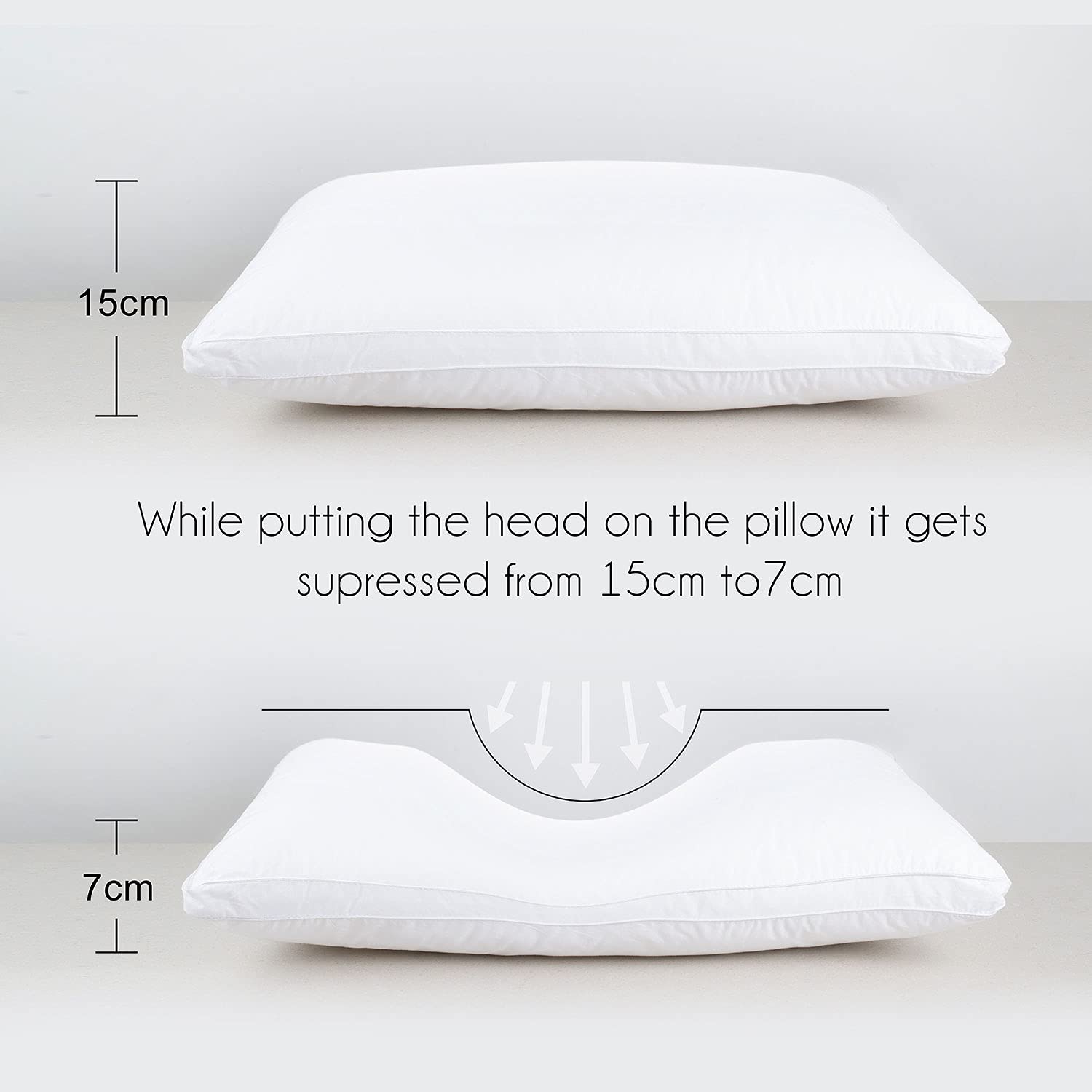 Microfiber Doctor Pillow Soft Fluffy Pillow For Sleeping, White - 45 X 68 Cm | Dr. Pillow For Neck & Shoulder Pain, Back & Side Sleeper | Cervical Pain, Neck Support, Spondylitis, Washable