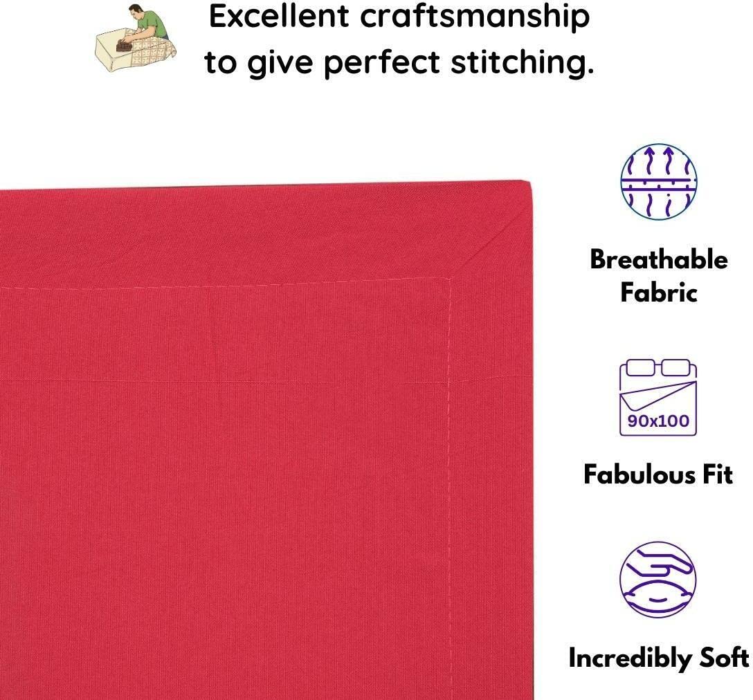 Microfiber Double Bed Bedsheet King Size Cotton Bedsheet - 95 Inch X 90 Inch, Magenta | Double Bed Sheet King Size With 2 Pillow Cover - 144 TC