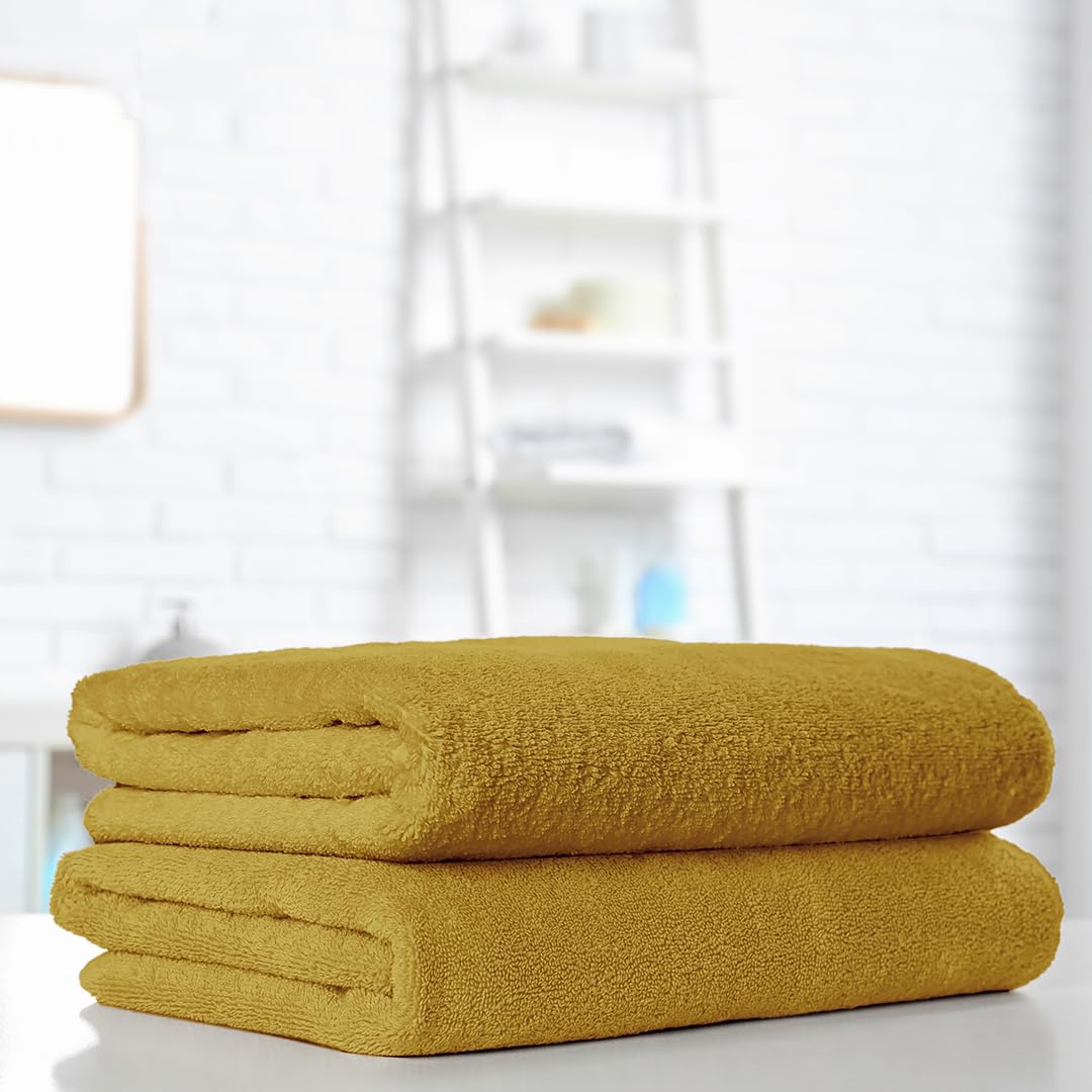 Ddecor Live Beautiful 1 Bath & 2 Hand Towel 900 Gsm (Yellow) - Pack Of 3