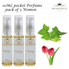 Menjewell Pack Of 3 Tulip Perfume For Women 0.3 Fl.oz. Each | Fragrance Spray | Eau De Parfum | Perfume Gift Set For Her