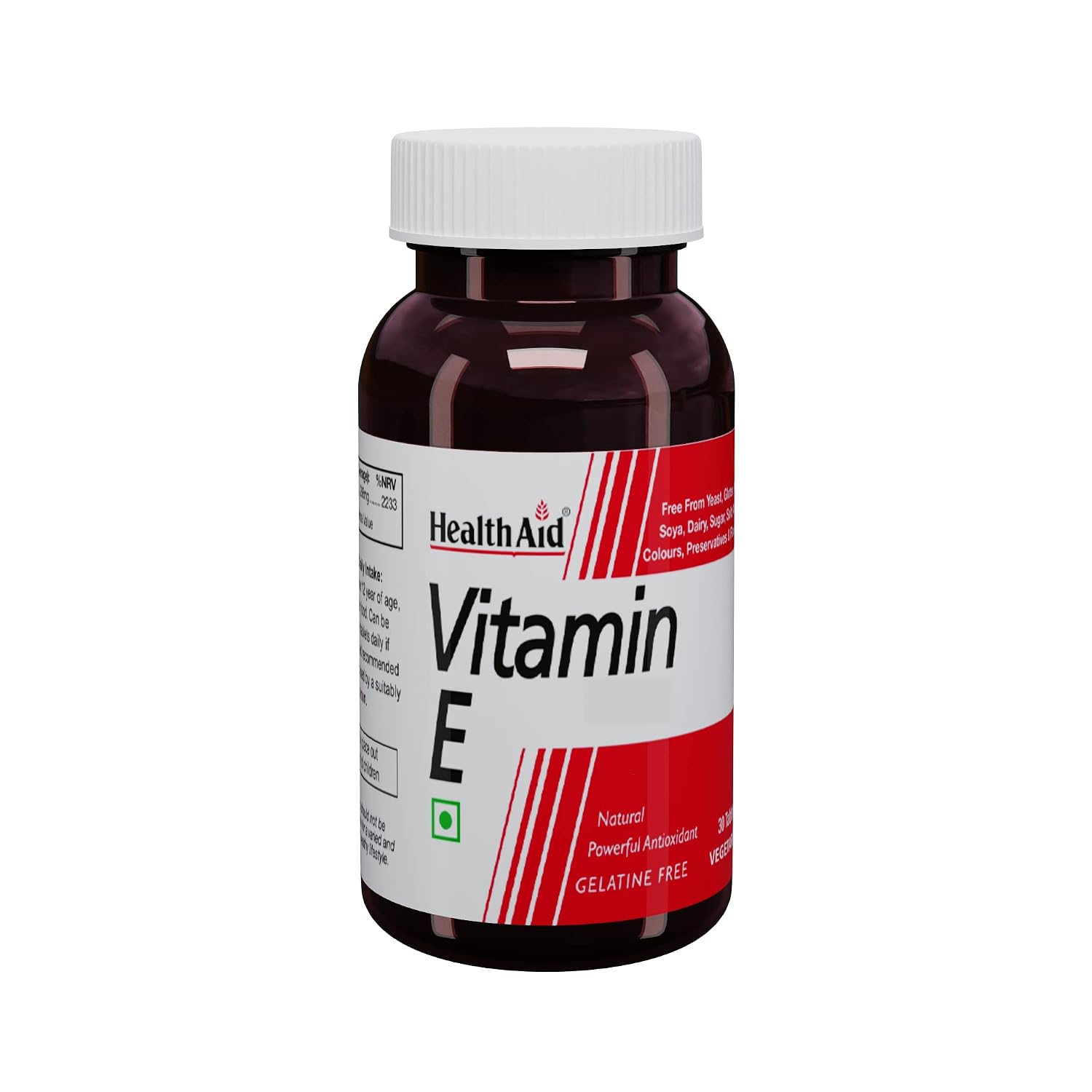 Healthaid Vitamin E Antioxidant, Brain, Eyes, Healthy Skin, Heart, Immunity | 30 Vegetarian Tablets , 50gm 0.1lbs