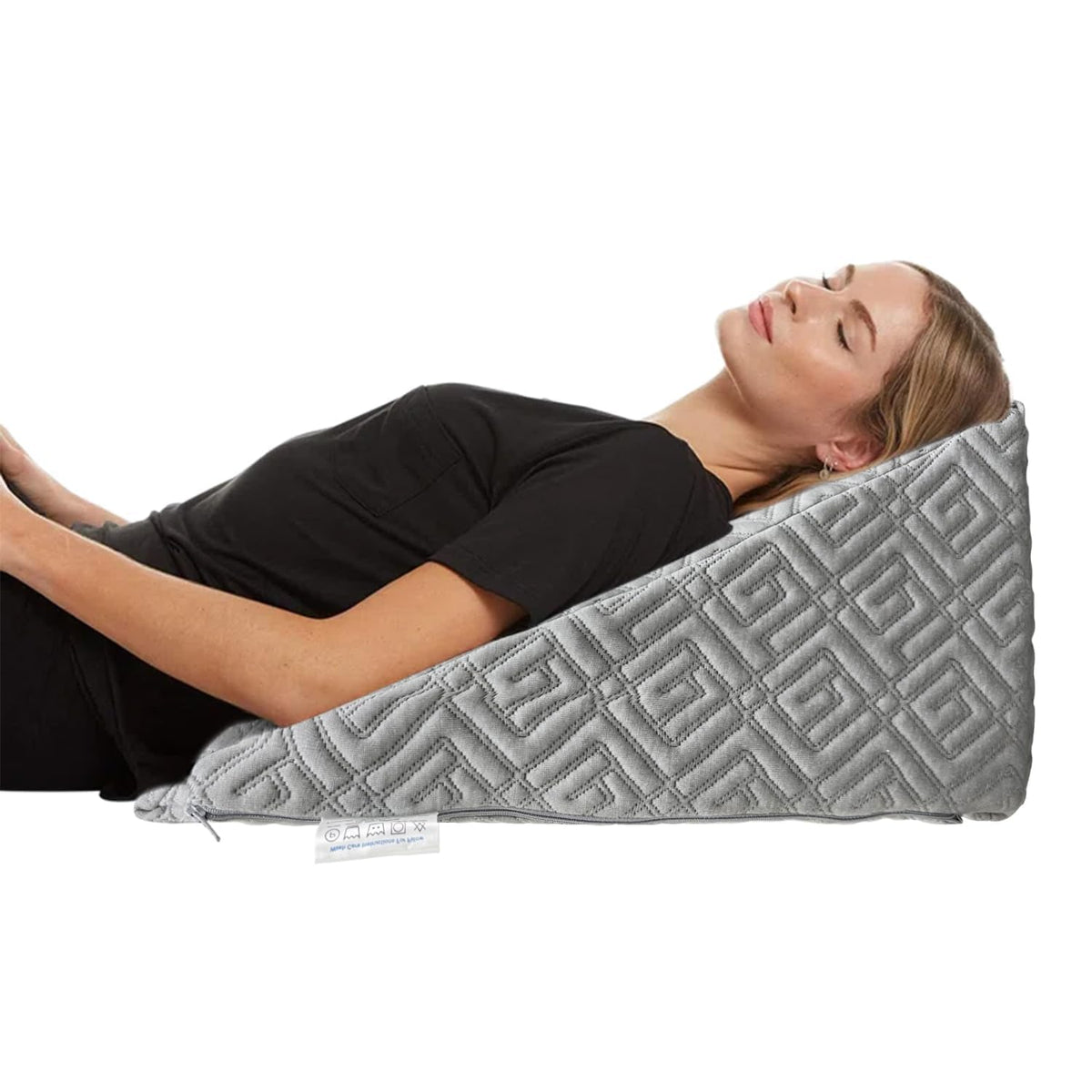 Wedge Memory Foam Pillow, Back Support Pillow For Bed, Snoring, Grey Pillow | Acid Reflux, Gerd, Leg Elevation, Pregnancy Support For Sitting & Sleeping | Wedge Cushion Pillow