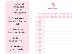 A5 Notes/To Do List Notepad, Beautiful Checklist Pad, Tear-Off Sheets (Pink Books) Pack Of 1