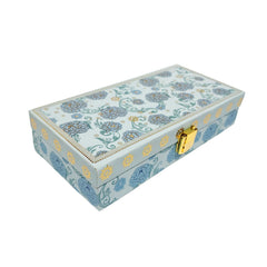 Flower Design Gold Foil Scodix Print Matt Touch Decorative Box, Wedding Fancy Shagun Cash Box, Jewellery Box, Money Box, Gaddi Box, Colour - Blue, Pack Of 4