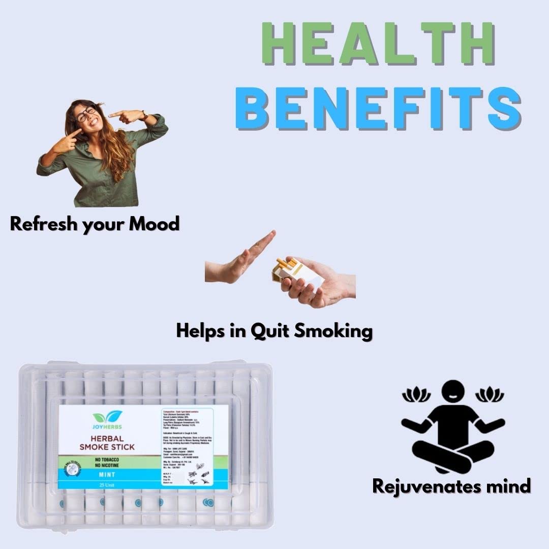 Herbals Mint Flavour Cigarette, Tobacco & Nicotine Free Herbal Smoke Sticks - 1 Packet (25 Sticks)