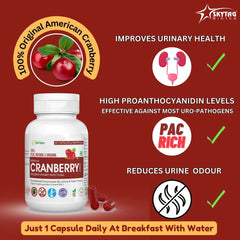 Skytag Bioteq American Cranberry Capsules, Supports Urological Health & Manage Utis, Promotes Energy & Stamina | 500mg Each, 60 Vegan Capsules 100gm 0.2lbs