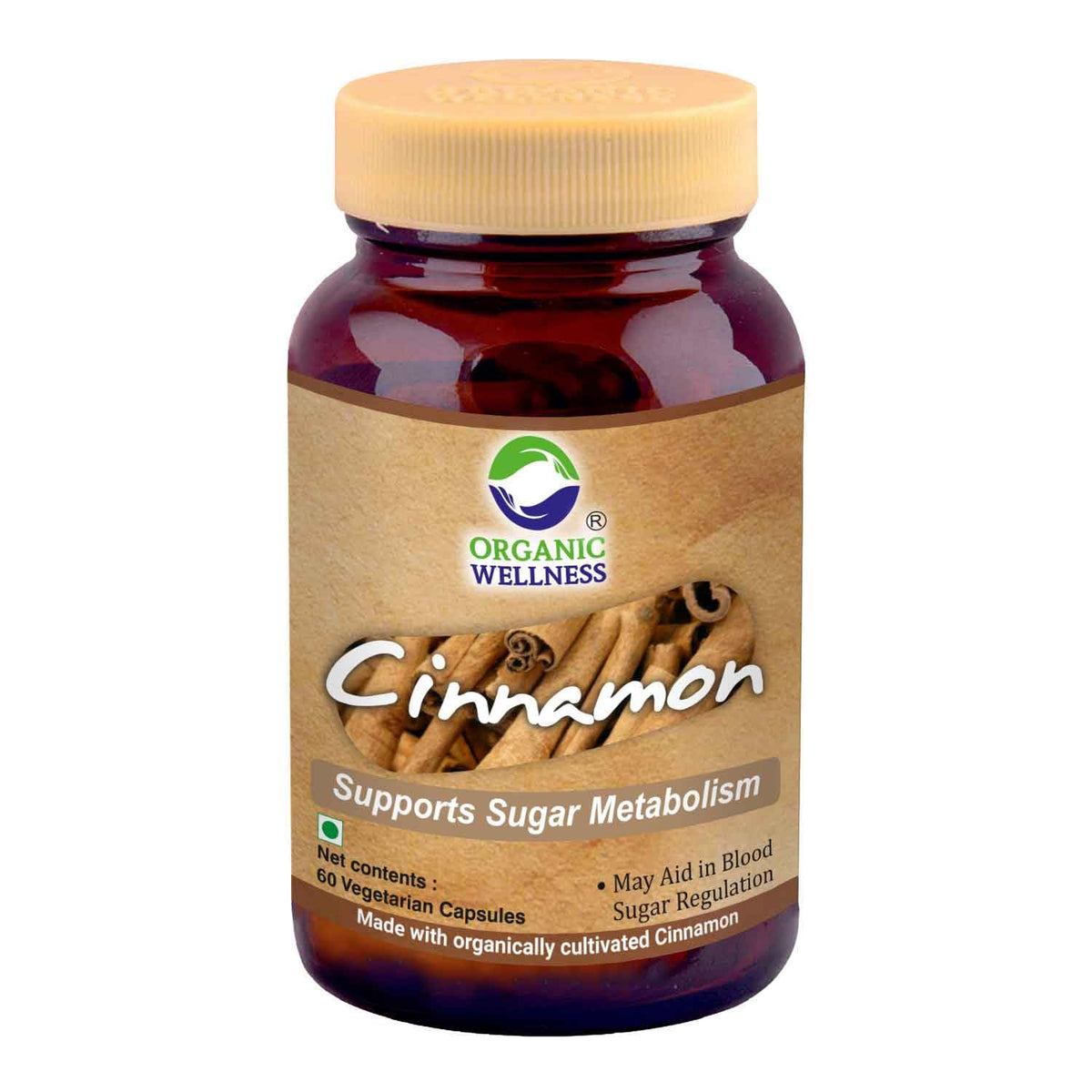 Organic Wellness Cinnamon Capsules For Antioxidants, Boost Immunity, Support Metabolism, Helping Combat Oxidative Stress & Promoting Overall Well - Being | 60 Veg Capsules 100gm 0.2lbs