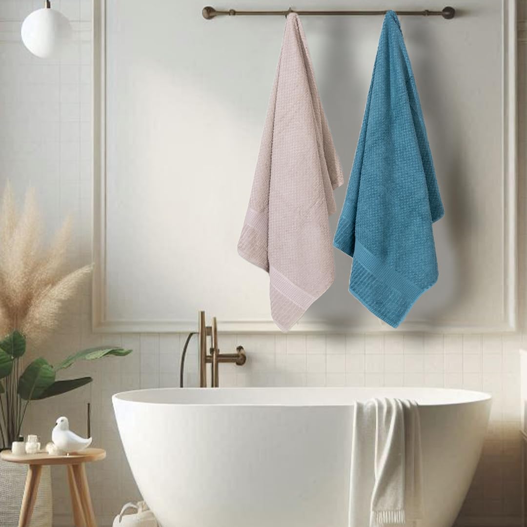 Mush Bamboo Bath Towel | Popcorn Weave 450 Gsm Large Towel For Men & Women | 3x Softer & Absorbent Than Cottton