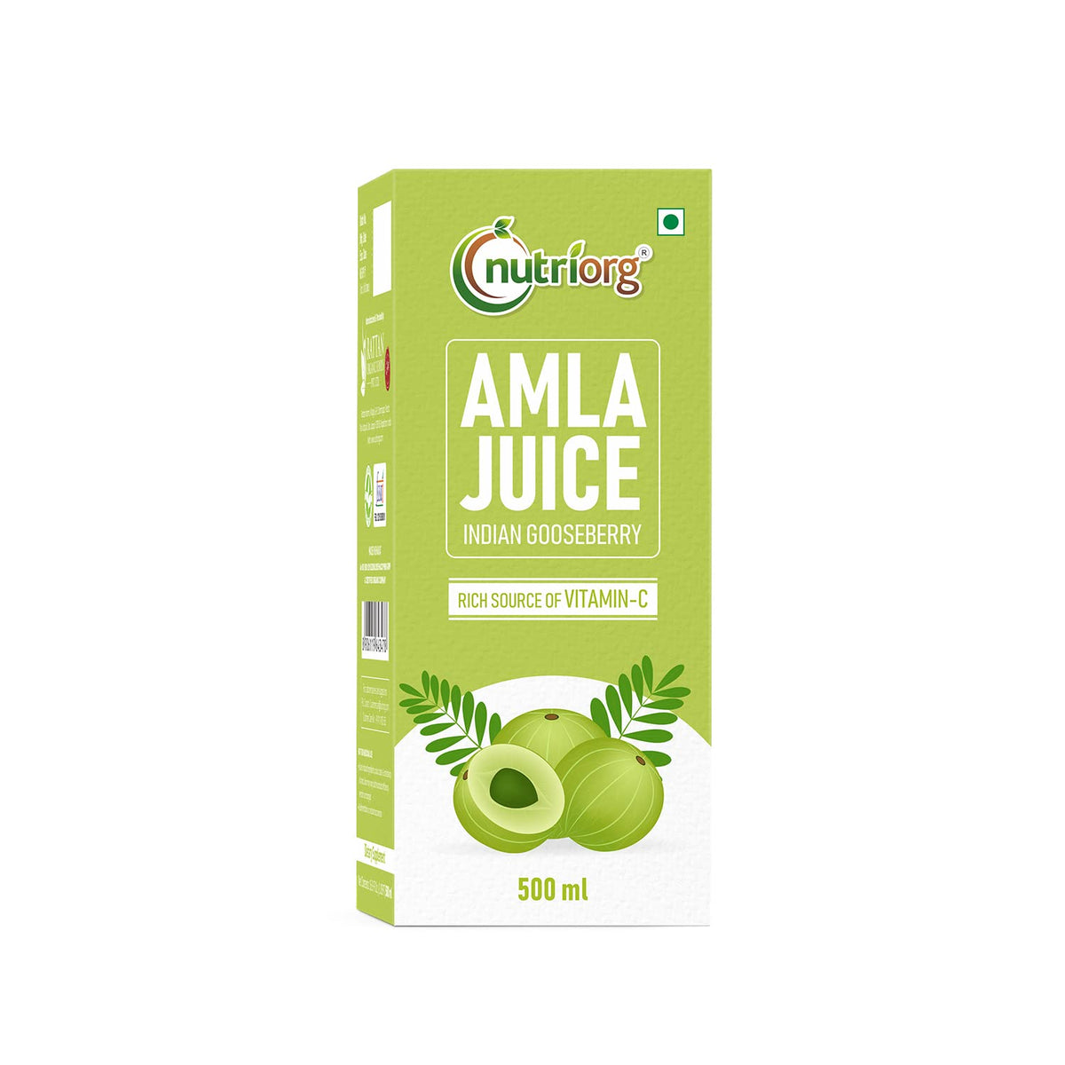 Nutriorg Amla Juice Organic Amla Juice For Hair & Skin, Rich In Vitamin C, Cold - Pressed Indian Gooseberry Juice, Detox, Weight Loss & Immunity Boosting, No Added Sugar | 500ml 1.1lbs