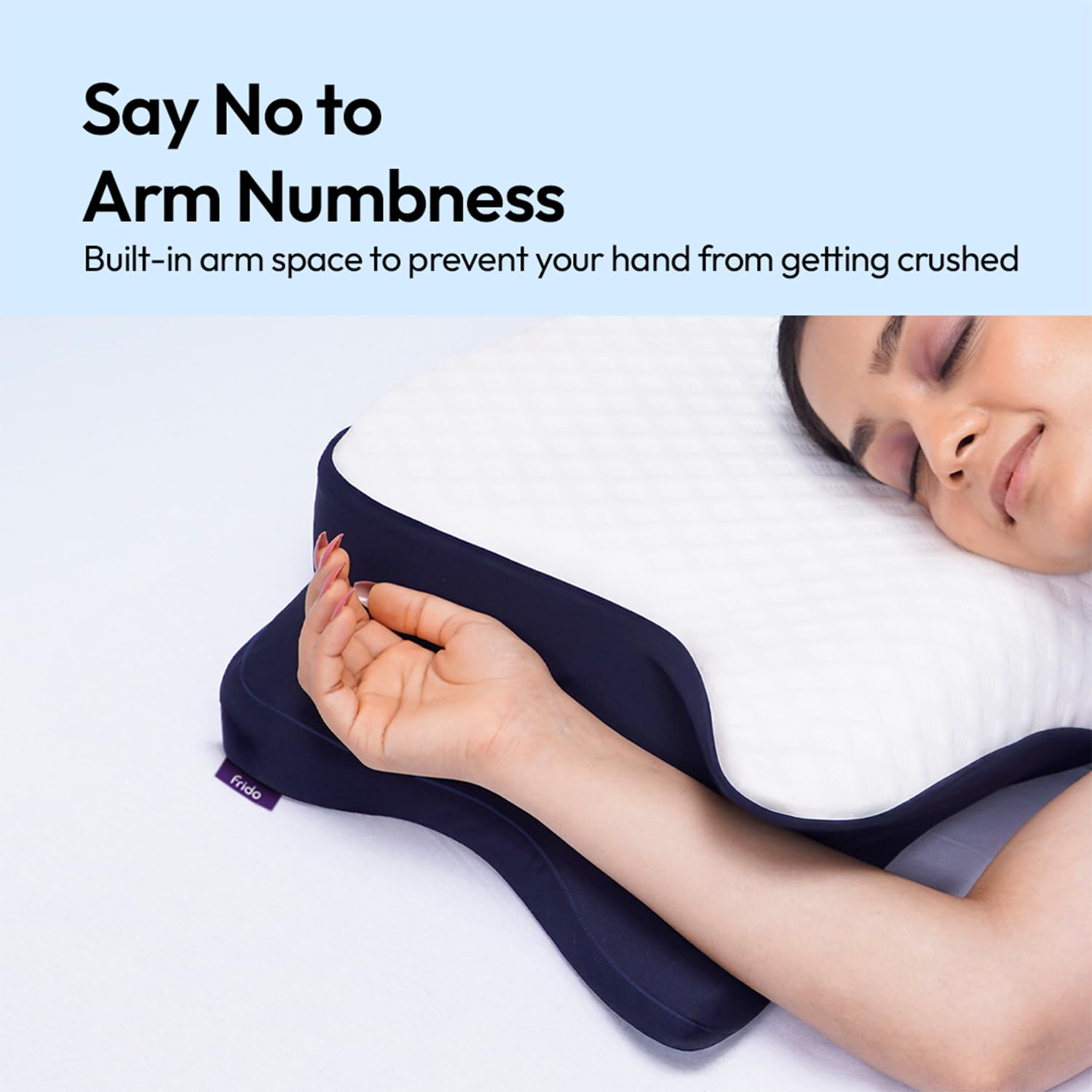 Cervical Butterfly Pillow, Orthopedic Memory Foam Pillow, Blue & White | For Neck & Shoulder Pain Relief | Ergonomic Contours, Pillow For Side Sleepers With Arm Support - Pack Of 1