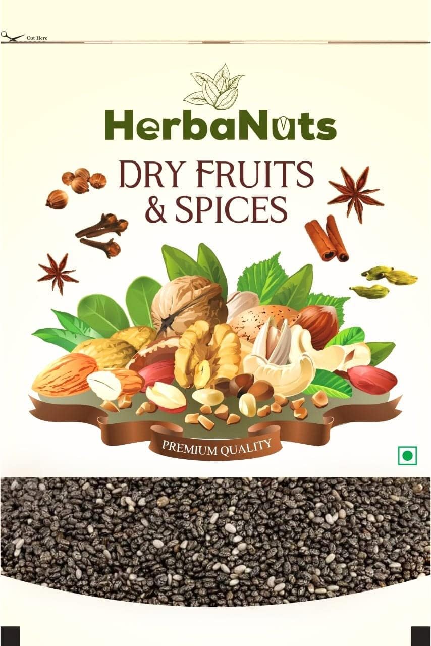 Herbanuts Chia Seeds, Chia Seeds For Weight Loss, Organic Chia Seeds, With Omega 3, Healthy Snacks For Weight Loss Management, Healthy Seed For Nutrition, Seeds For Protiein & Fiber | 1 Kg 2.2lbs
