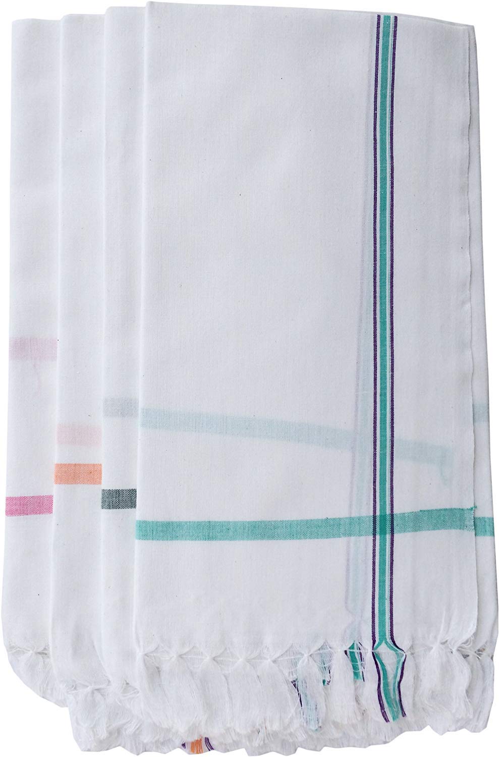 Ayus Cotton Handloom Light Weight Fast Absorbing Bath Towels 1kg (Pack Of 4)