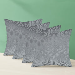 Microfiber Square Pillow Cushion For Sofa & Bed, Grey - 12 X 12 Inch | Soft, Fluffy For Comfort & Back Support | Breathable, Washable | Premium Velvet Outer Cover With Zip - Set Of 4