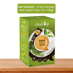 Chaizup Premium 1 Min Instant Cardamom Tea Premix - Pack Of 3 X 140gm, 4.9 Ounce Each, 30 Sachets | Just Add Hot Water - Assam Elaichi Chai Powder | Low Caffeine Home Like Tea