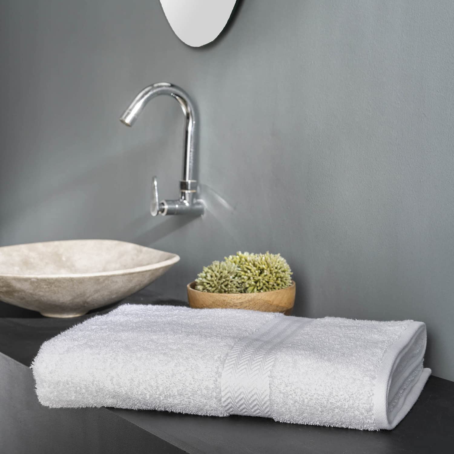 Ddecor Live Beautiful 100% Cotton Bath Towel 500 Gsm | Large Size Bath Towel Soft & Absorbent For Men & Women (White)