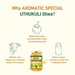 Organic Natural Uthukuli Special Cow Ghee By Jeev Goodness | Natural & Healthy Pure Cow Ghee Good For Body Energy | (500ml) 16.9 Ounce | Jar Pack