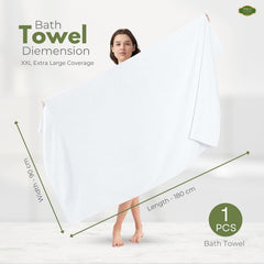 Pro Linen 100% Cotton Jumbo Bath Towel Extra Large 500 Gsm | Super Soft & Fluffy | Hotel & Home Use | White Bath Towel