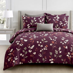 Queen Size Printed Double Bedsheet With 2 Pillow Covers For Home | 90 X 100 Inches, Wine - Beautiful Bedsheet Set | Perfect For Gifting Wedding, Anniversary