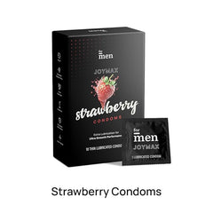 Formen Joymax Strawberry Flavored Condoms 10-count With Intimate Wash For Men | Anti Bacterial