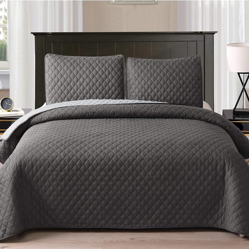 100% Cotton King Size Bedsheet With 2 Pillow Cover | 90 X 100 Inches, Dark Grey | Super Soft Premium Brushed Glace Cotton Bedsheet-Light Weight