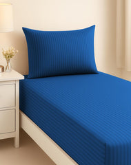 Cotton Single Bedsheet With One Pillow Cover - 90 X 60 Inches, Navy Blue | Soft & Breathable Premium Printed Design Bedsheet