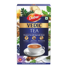 Dabur Vedic Tea Black Tea 500gm, 17.6 Ounce + Detox Kahwa Green Tea, 25 Tea Bags | Herbal Infusion Premium Tea With 30+ Ayurvedic Herbs - Zingy, Spicy Taste, High Caffeine