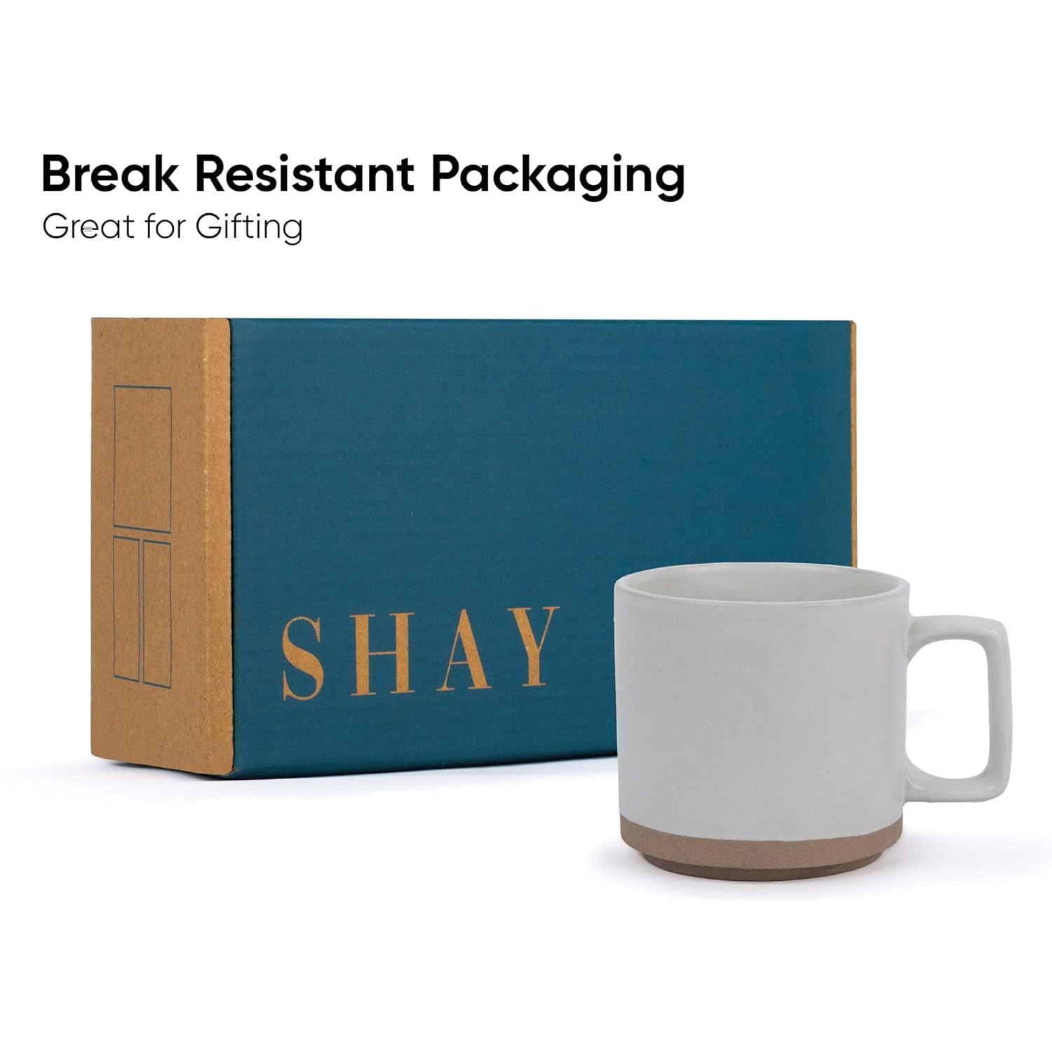 Large Ceramic Coffee Mug Set Of 2 - Off White, 350ml Each | Ceramic Japandi Mug, Tea Mug With Matte Finish - Mug For Coffee | Ceramic Coffee Mug - Microwave Safe & Dishwasher Safe