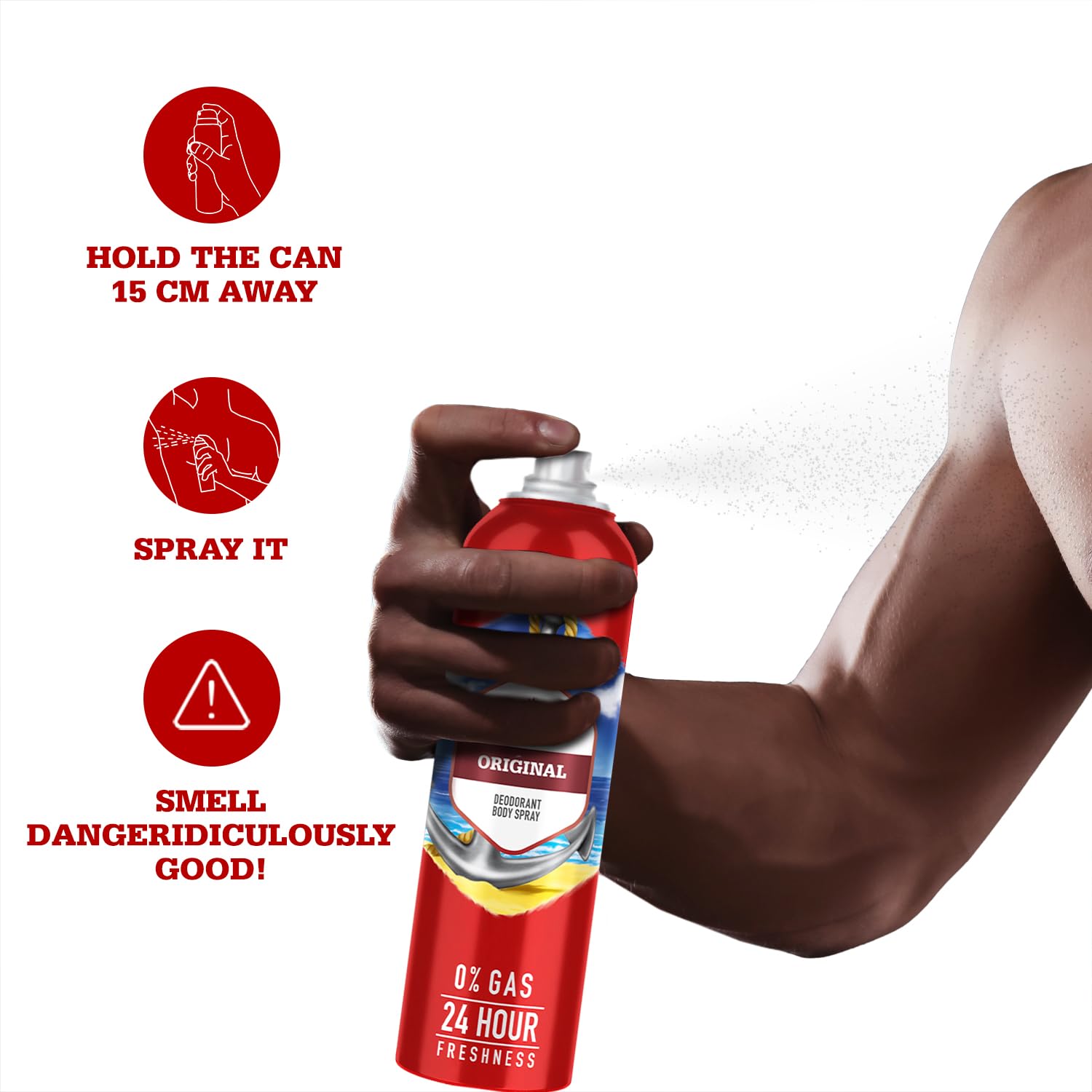 Old Spice Original No Gas 24 Hour Long Lasting Freshness Deodorant Perfume Body Spray For Men 140ml 4.7 Fl.oz.