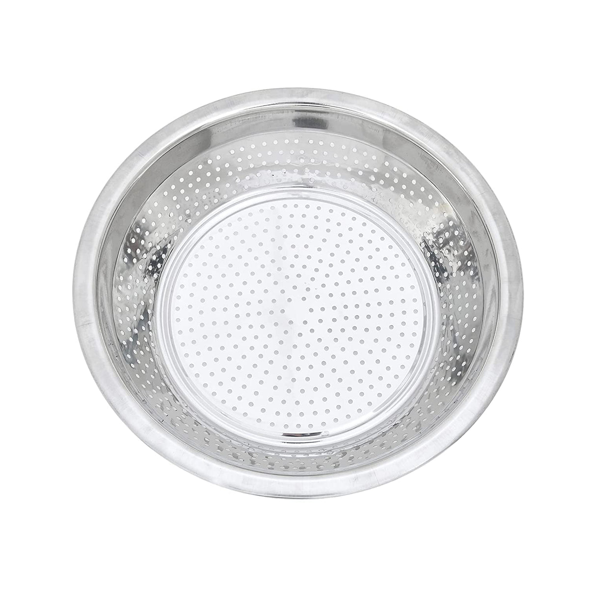 Silver Stainless Steel Rice Strainer - 11 Inches | Sieve, Chalni, Chalna For Wheat, Rice Etc. - Can Be Use As Fruit Basket, Vegetable Basket, Food Strainer