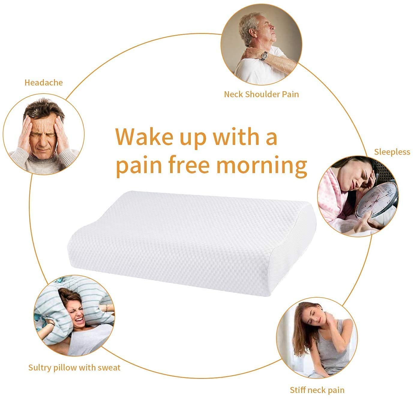 Memory Foam Pillow, Counter Cervical Orthopedic Pillow, Supports Neck Pain | Shoulder Pain For Sleeping, Ergonomic Cervical Pillow For Side, Back, Bed Pillow, Butterfly Shape - Pack Of 1