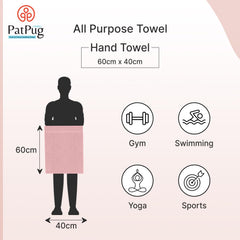 Patpug 100% Indian Ultra Soft Cotton Hand Towel 500 Gsm | For Gym, Workout, Yoga, Wash Basin (Baby Pink) -2 Piece