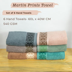 Rangoli 100% Cotton Fibre Hand Towel 1200 Gsm | Highly Durable & Absorbent Towel | Skin-Friendly & Quick Drying Luxury Towels (Multicolor) - Pack Of 6