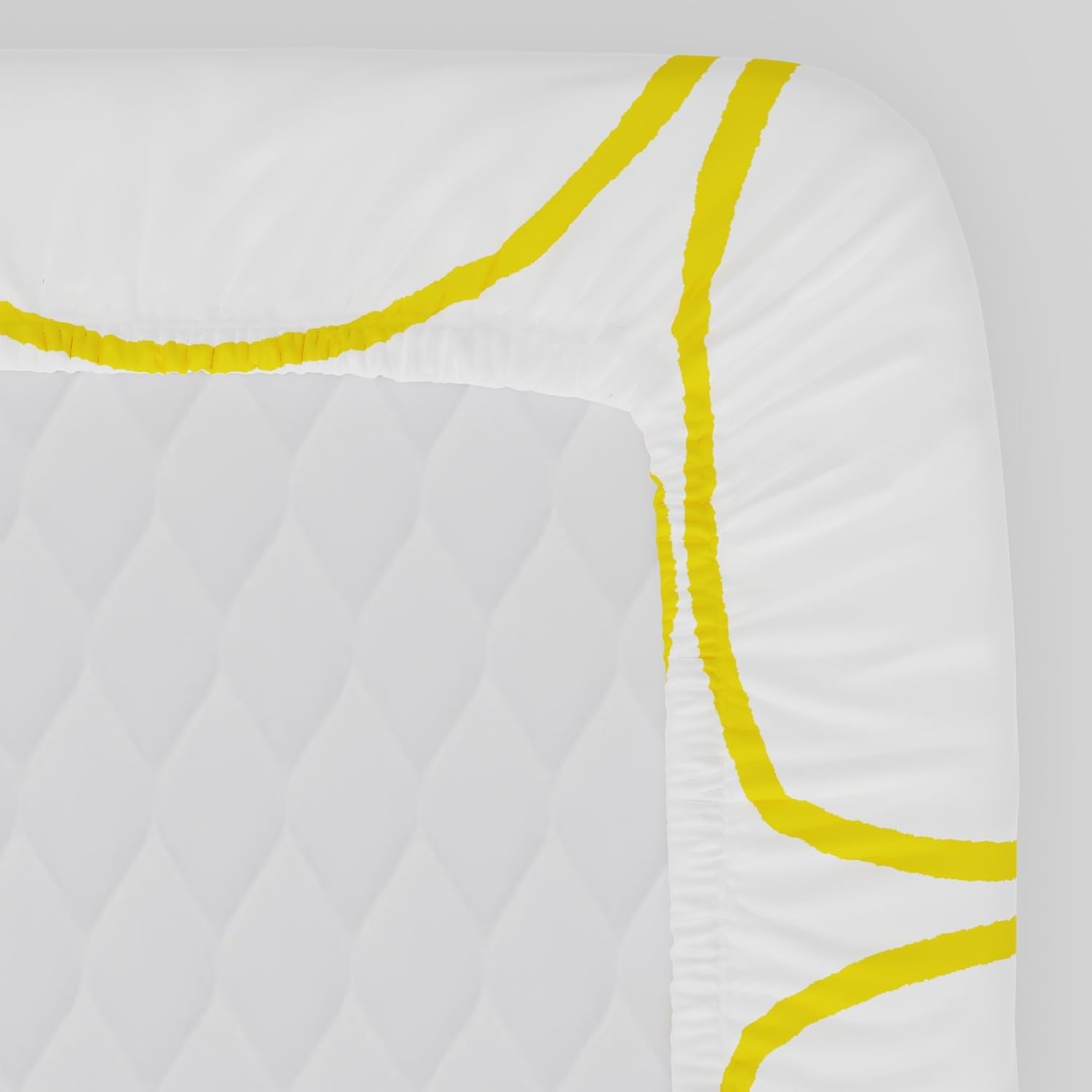King Size Bedsheet For Double Bed With 2 Pillow Cover - 72 X 78 Inches, White & Yellow | Perfect For Lifestyles & Everyday Use | 144 Thread Count