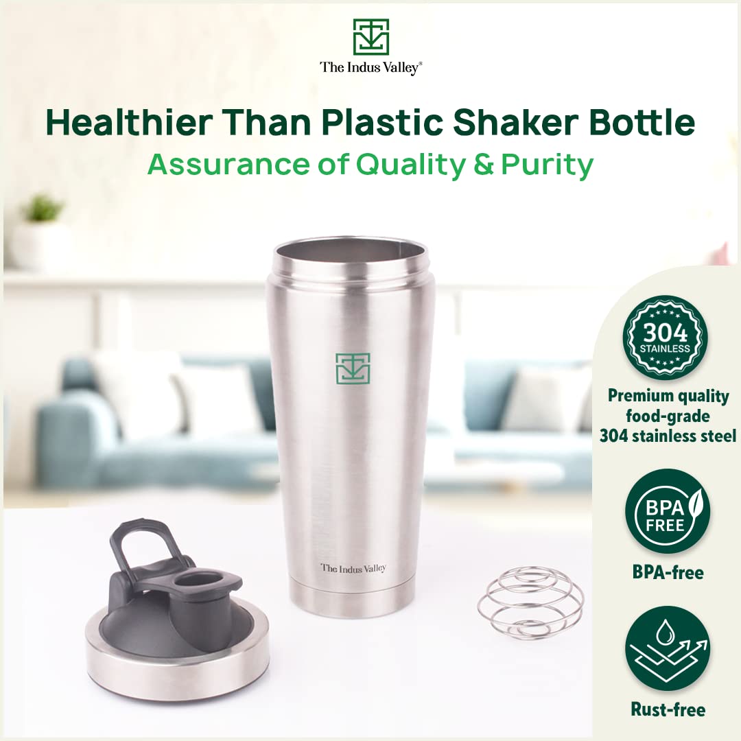 Vacuum Insulated Stainless Steel Gym Shaker Bottle With Steel Agitator For Pre Workout - 750ml, 7.2 Inch, Protein Sipper, Shaker Bottle | Durable, BPA Free, 100% Leak Proof