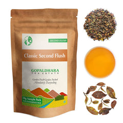 Gopaldhara Darjeeling Classic Tea Sample Pouches - Pack Of 6 Teas X 10gm, 0.35 Ounce Each | First Flush+ Second Flush+ Autumn Flush Chai Patti - Low Caffeine Loose Leaves