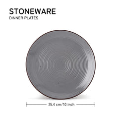 Ceramic Handmade Serving Dinner Plates Set Of 6 - 10 Inch, Grey | Stoneware - Dinnerware | Scratch Resistant, Microwave & Dishwasher Safe